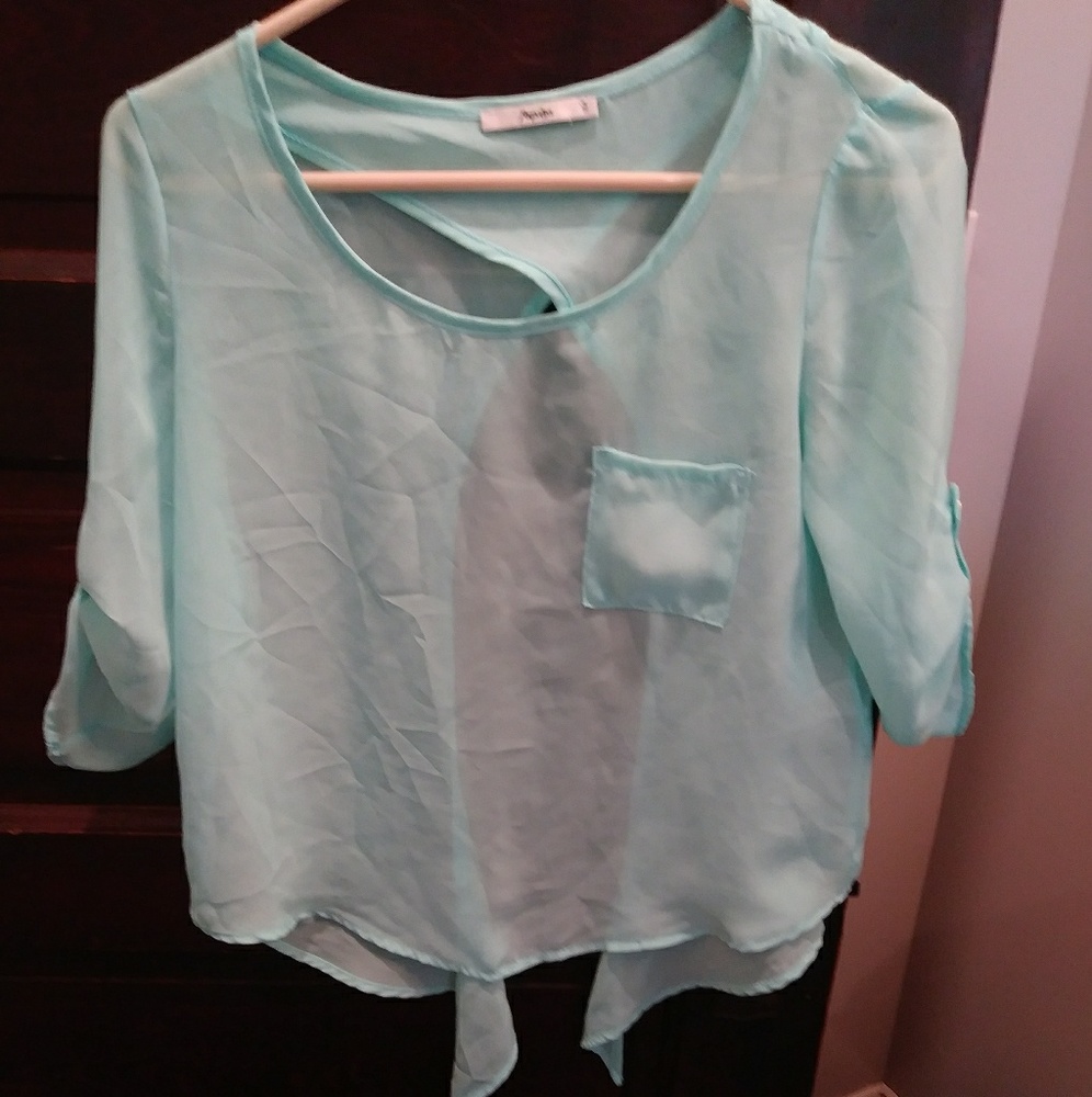 Teal Sheer Overlay Shirt
